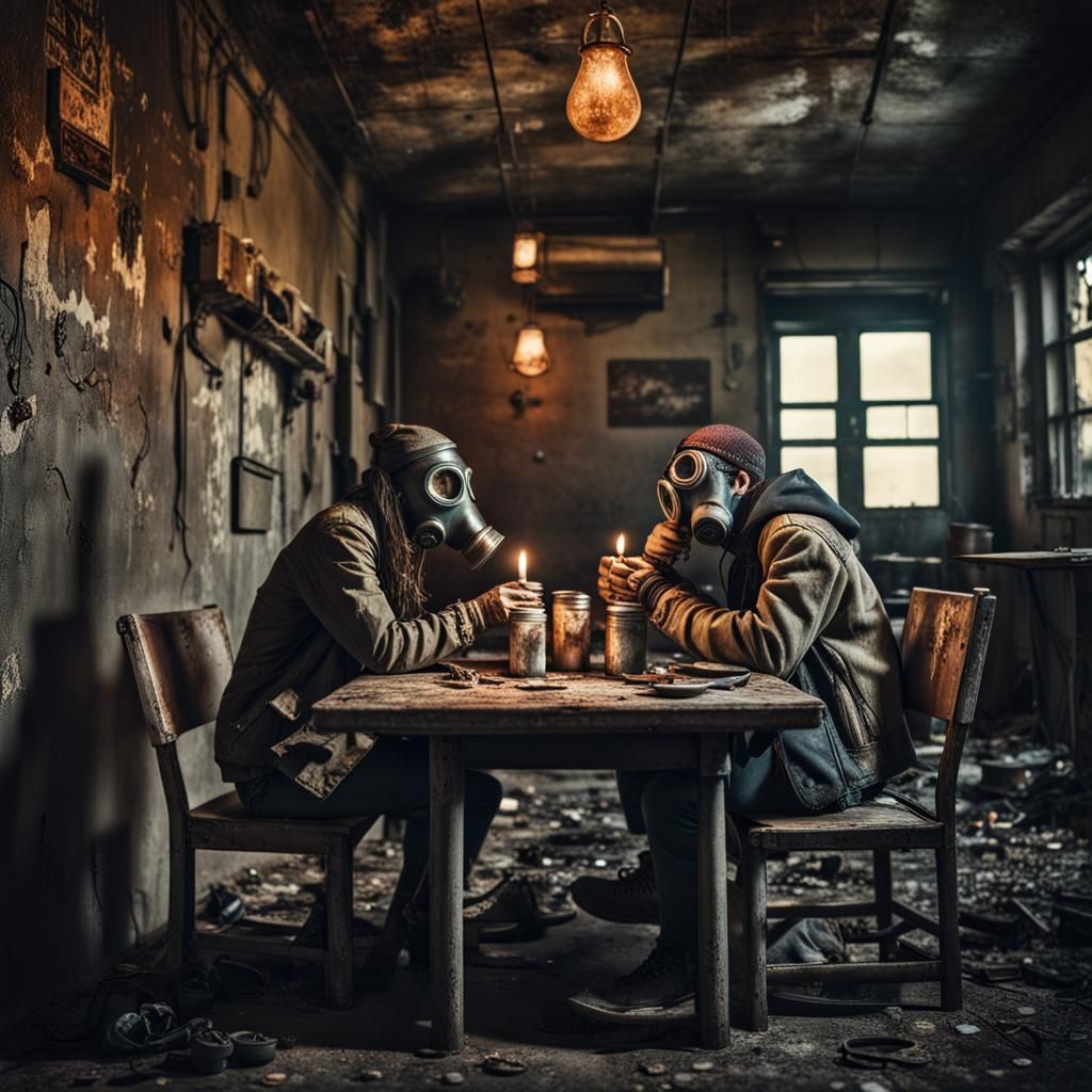 Post-Apocalyptic Anniversary Dinner in Hyperrealism