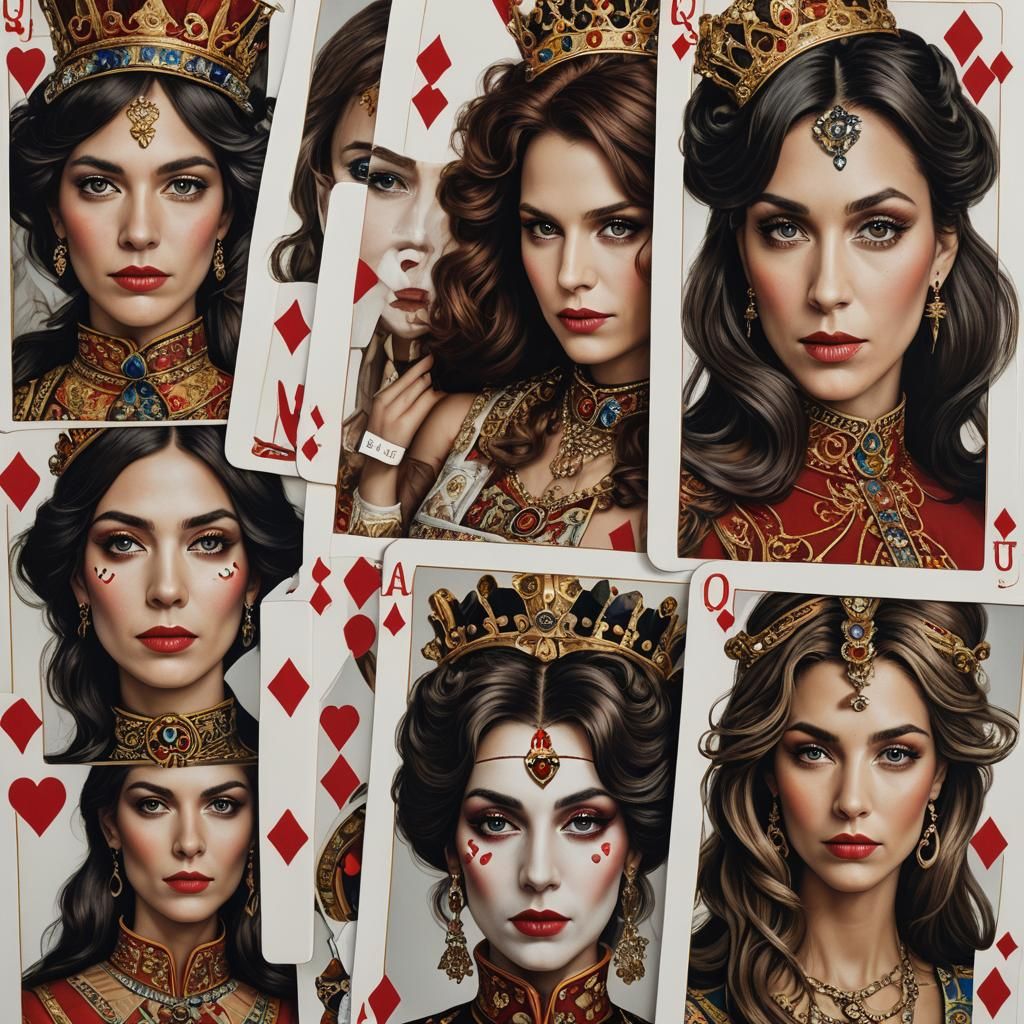 Queens Portrait on Playing Cards, Professional Photography