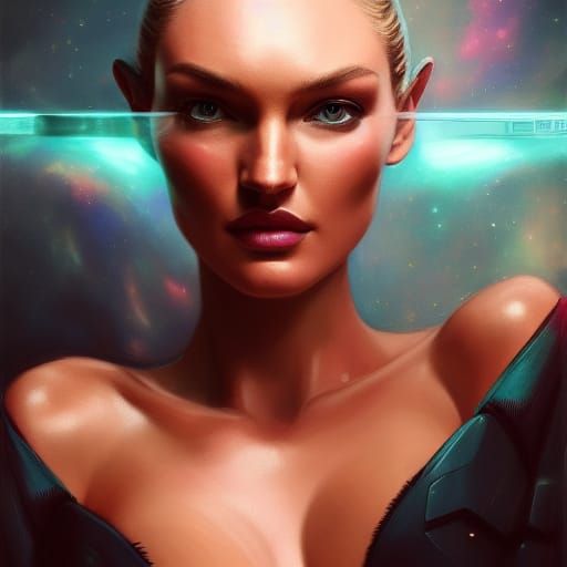 Star Trek Lingerie Portrait in Hyperdetailed Splash Art Styl...