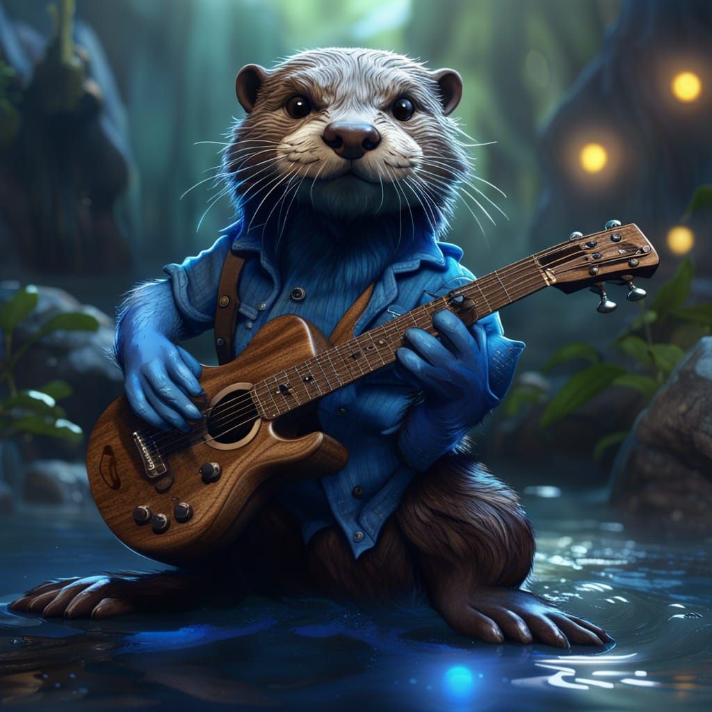 Otter with Guitar: Detailed Matte Painting