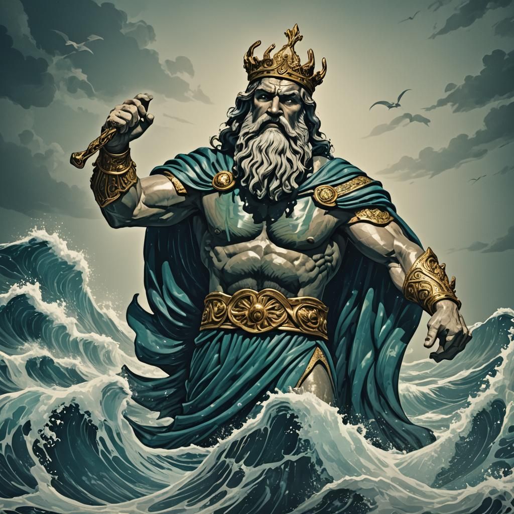 Poseidon, King of the Seas, in Dynamic Lighting