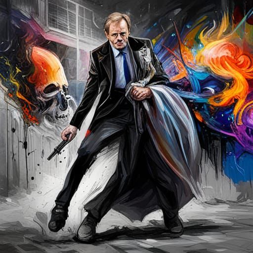 Supervillain Destruction in Graffiti Art Style