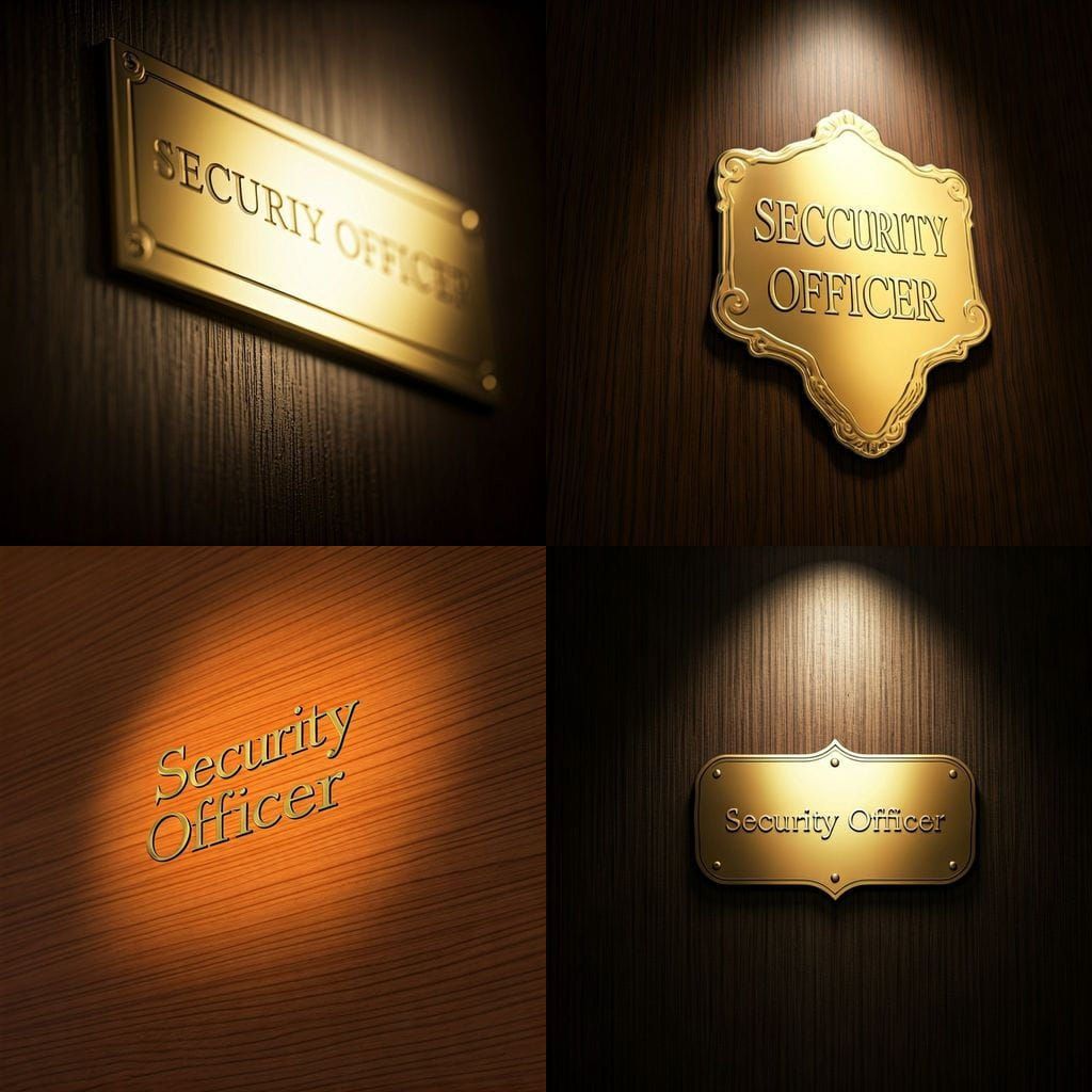 Security Officer Door With Gold Label