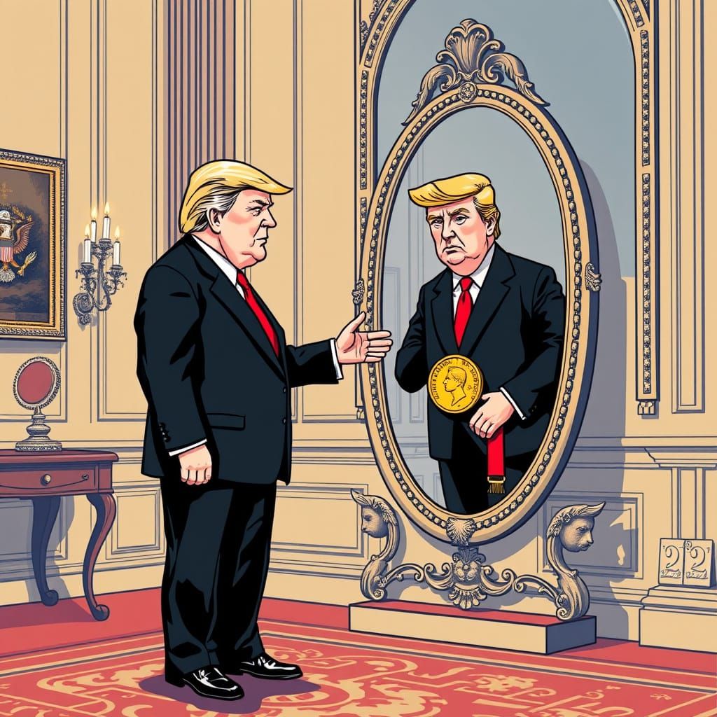 Trump Grants Nobel Prize to Reflection, Satirical Art