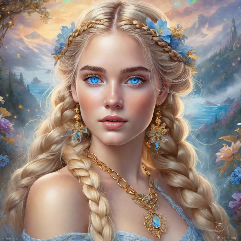 Ethereal Portrait of Woman with Braided Hair