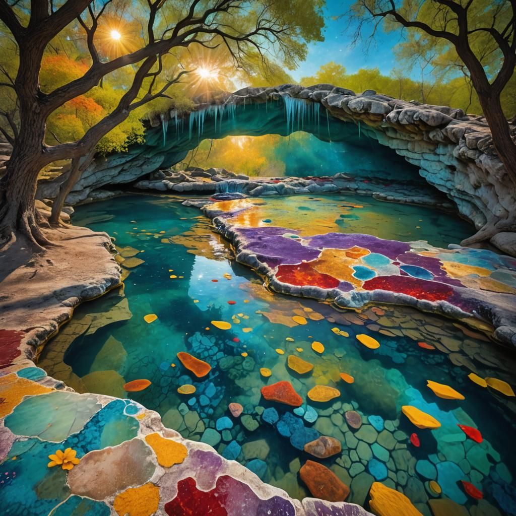 Jacob's Well in Texas: Impasto Style Painting