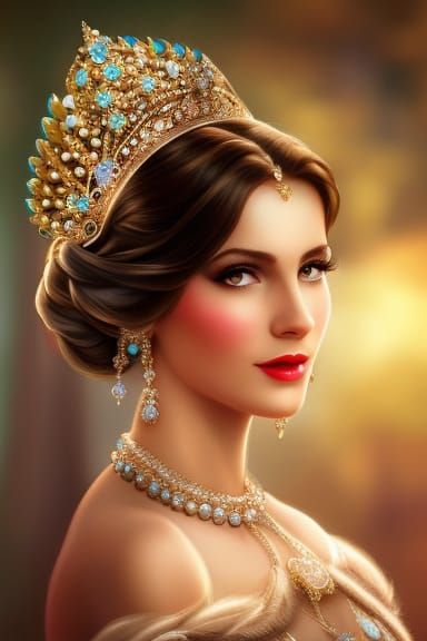 Fantasy Portrait of Woman with Gold Details