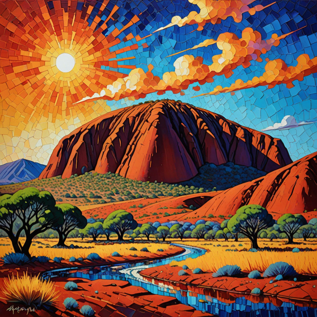 Vibrant Heatwave Over Uluru