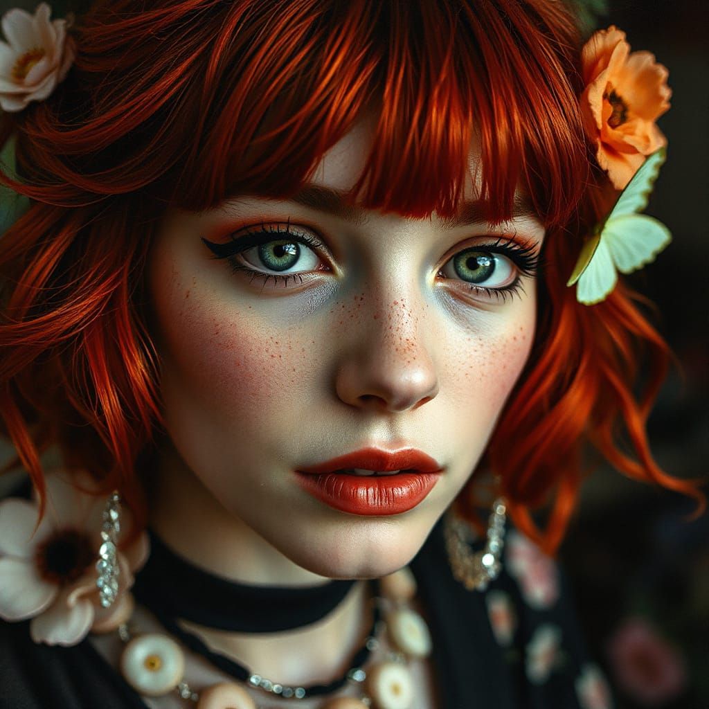 Ethereal Goth Punk Portrait in Collage Style