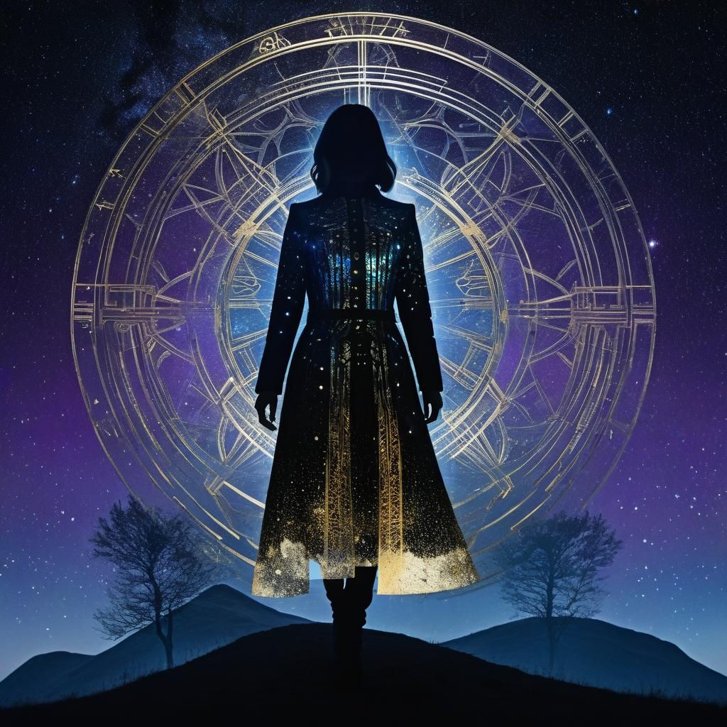 Futuristic Double Exposure Silhouette of Jenna Coleman