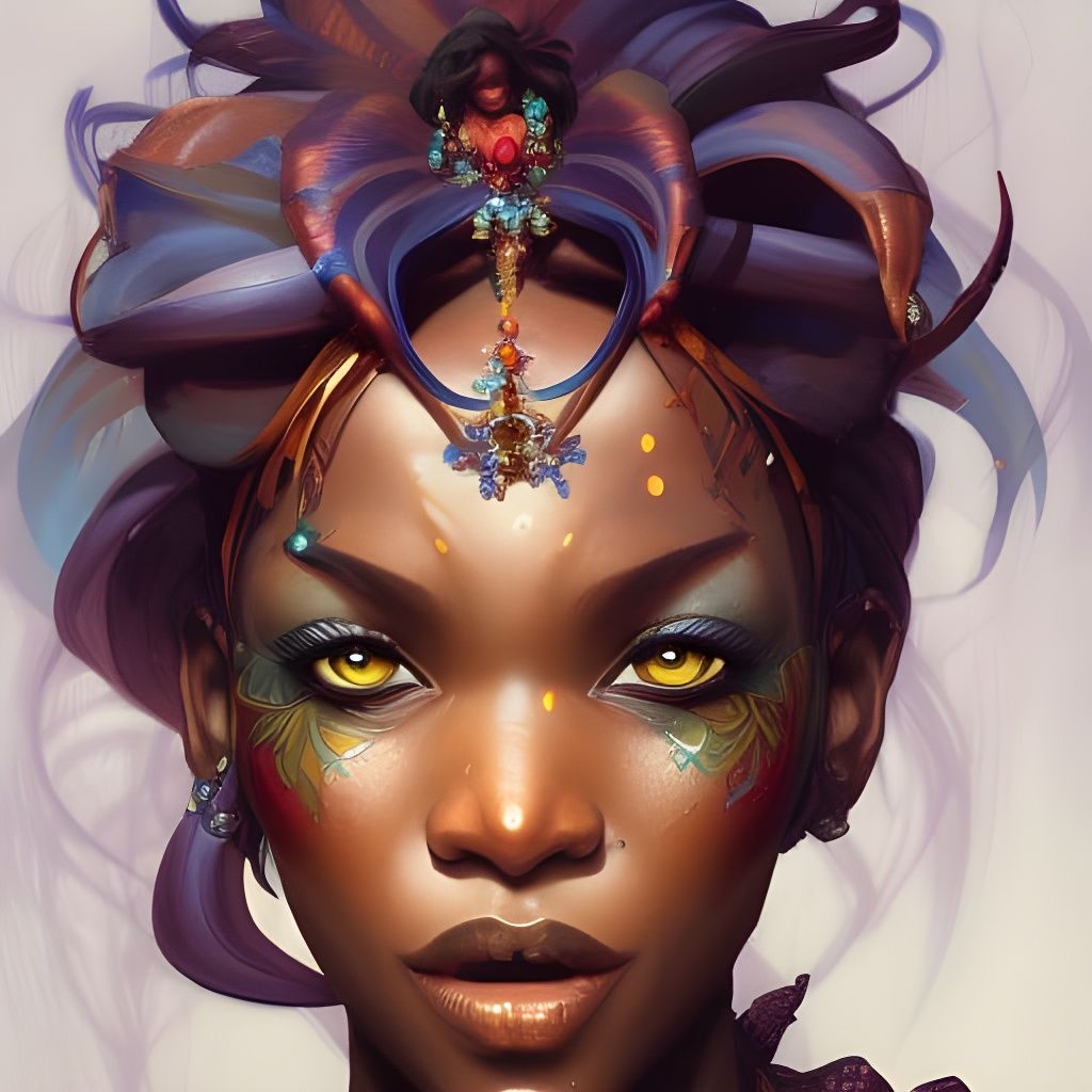 Demonic African Fairy Portrait in Digital Art Style