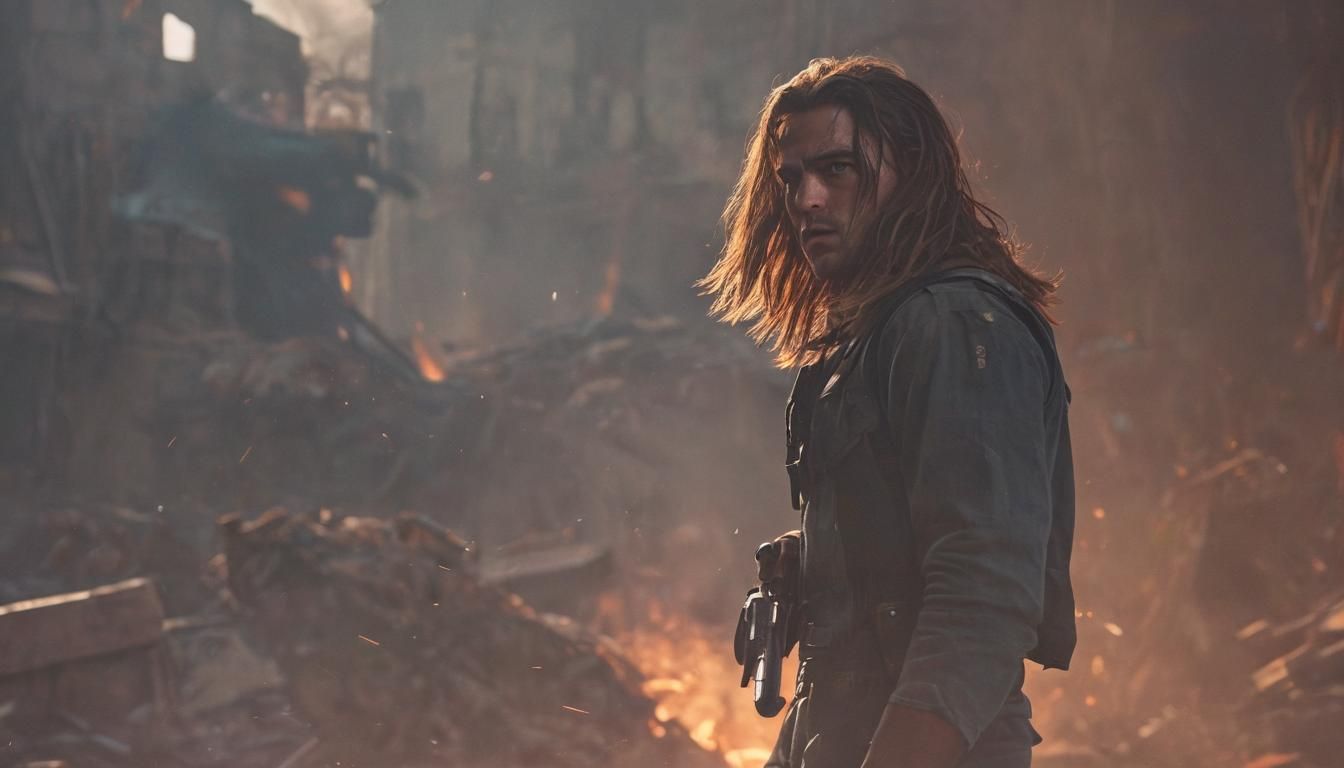 Gritty War Scene with Soldier in Digital Art