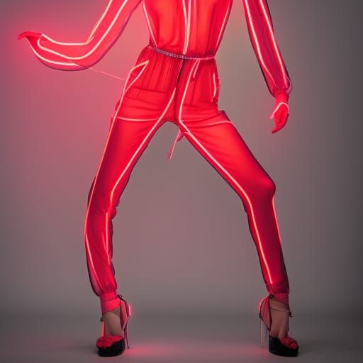 Red Neon Jumpsuit on Mannequin, Professional Photo