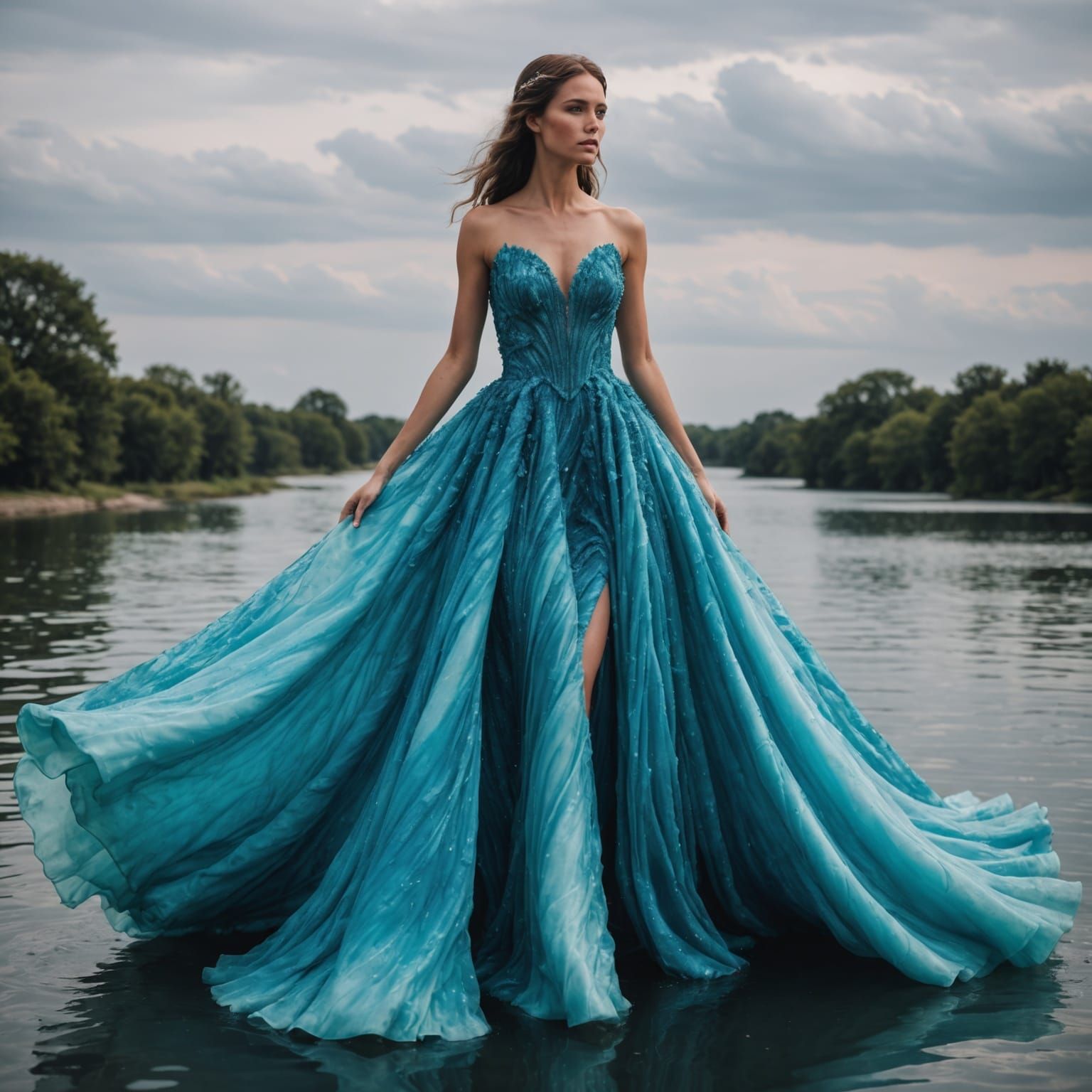 Ethereal Water Gown in Dreamlike Style