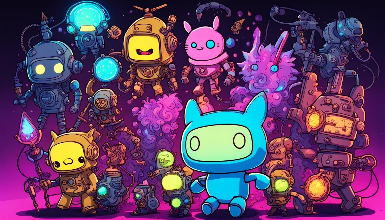 Neon Blacklight Animal Mecha Steampunk Battle