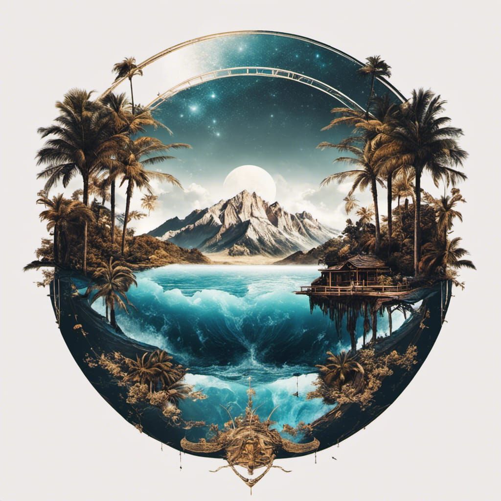 Magical Stardust Bridge in Inkblot Oil Painting Style