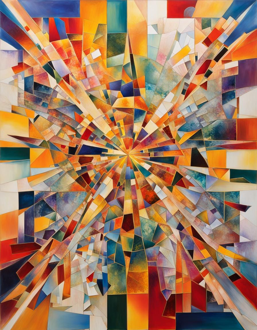 Kaleidoscopic Geometric Shapes in Abstract Expressionist Sty...