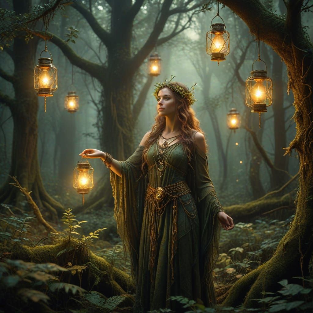 Sophia as Pagan Druid Goddess with Sacred Masculine and Femi...