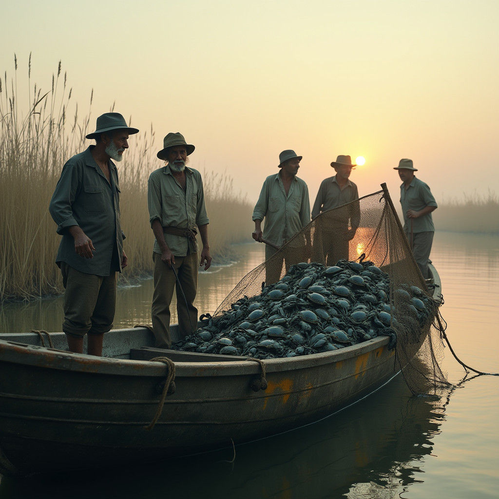 Italian Fishermen Hauling Crabs at Dawn: Documentary Photogr...