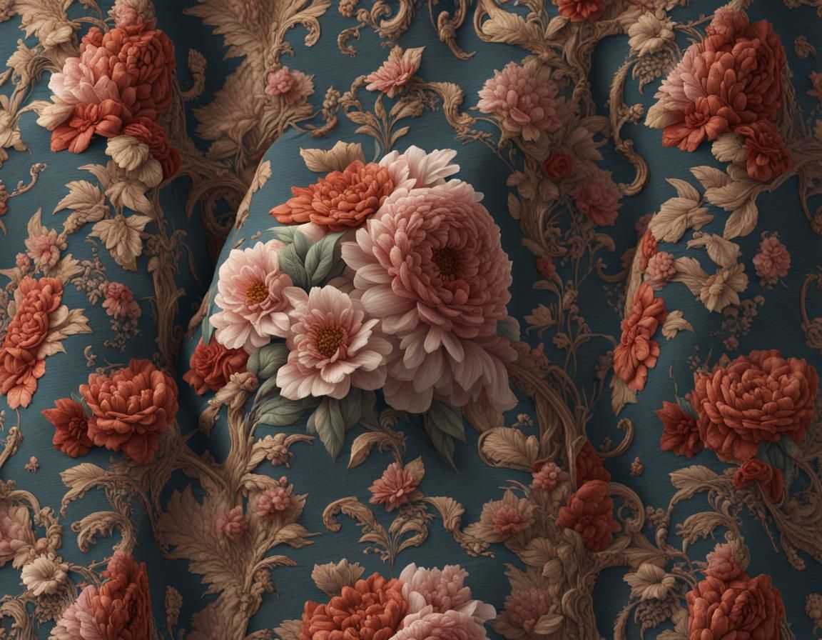 Floral Fabric Room in 3D Game Cinematic Style