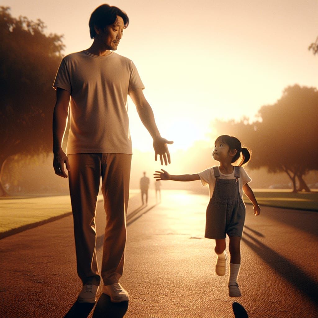 Father's Pride and Worry as Daughter Takes First Steps