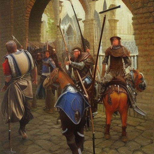 Medieval Scene in Oil Painting Style