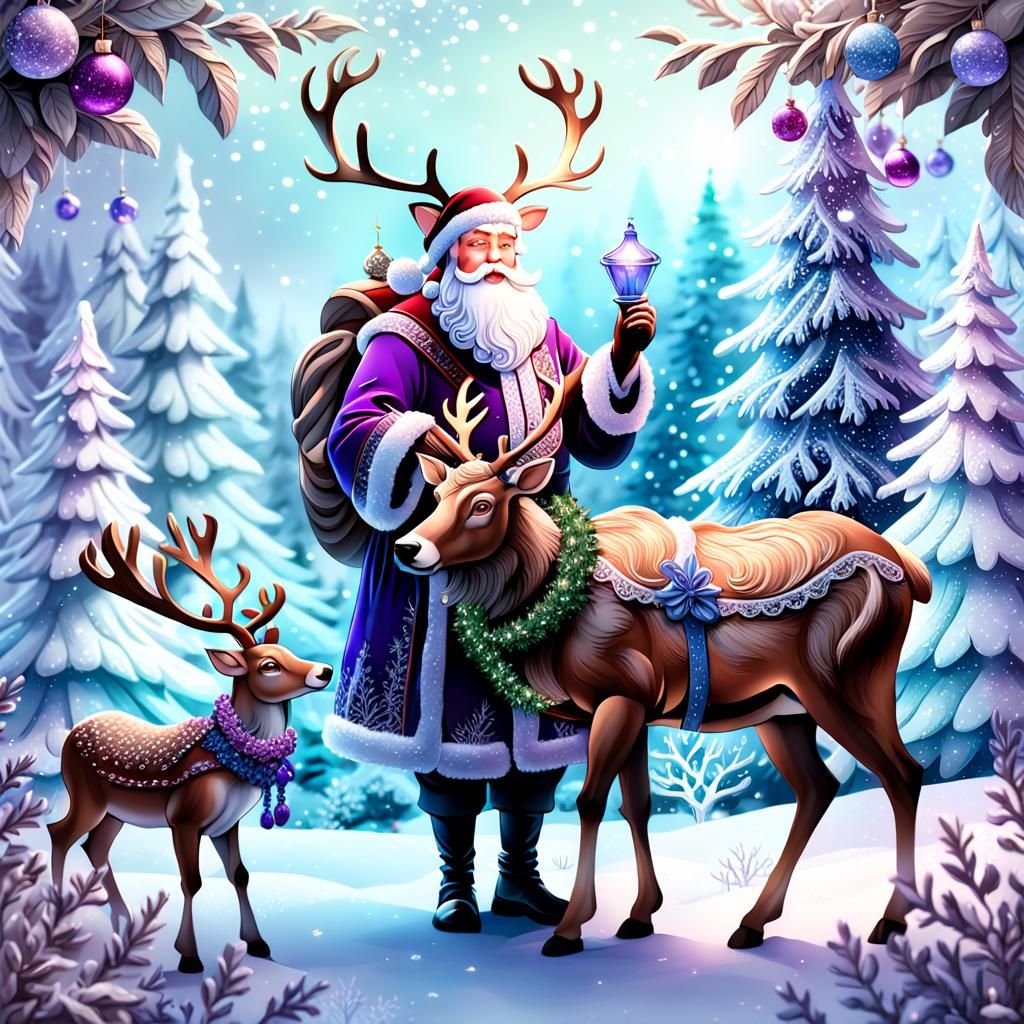 Festive Christmas Scene with Santa in Digital Art