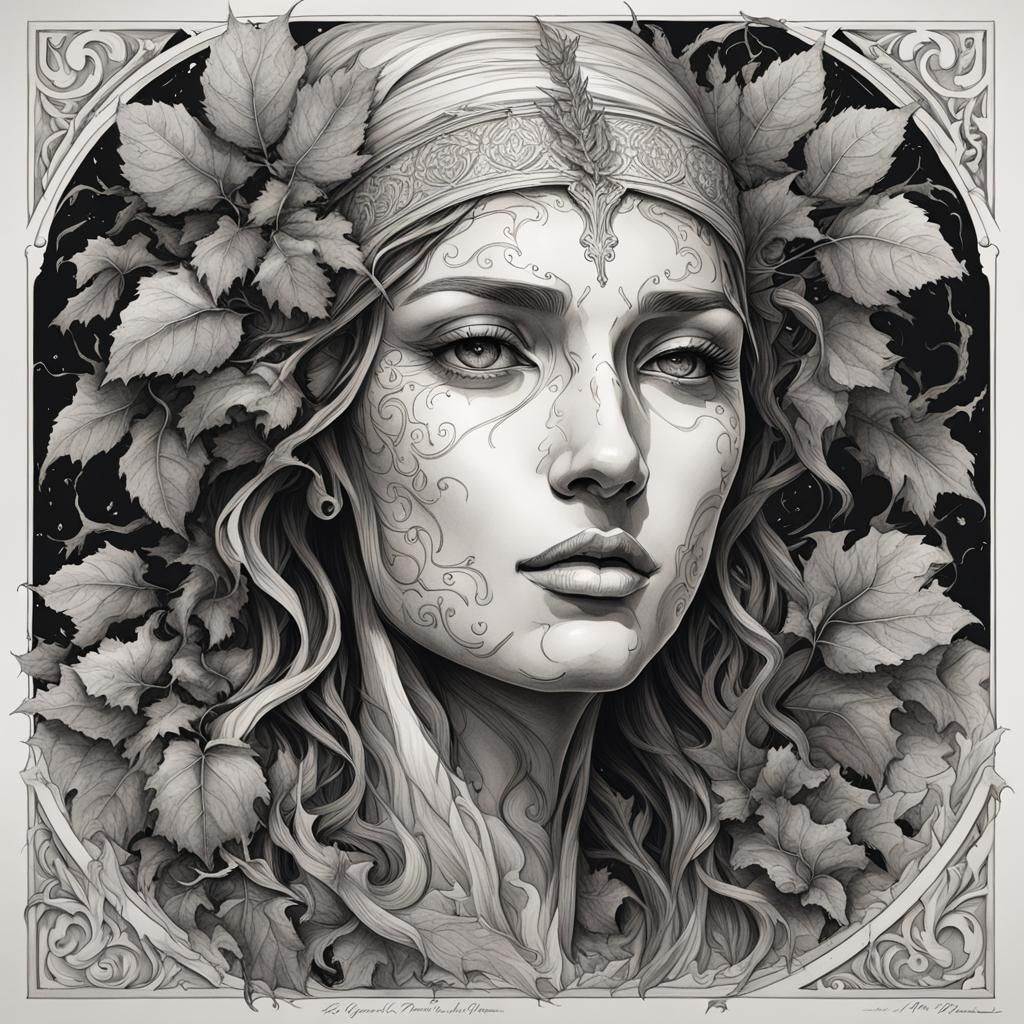 Detailed Ink Plant Drawing on Parchment