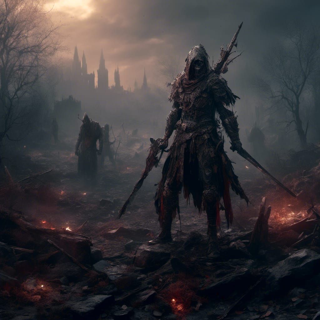 Cursed Warrior Roams Desolated Battlefield
