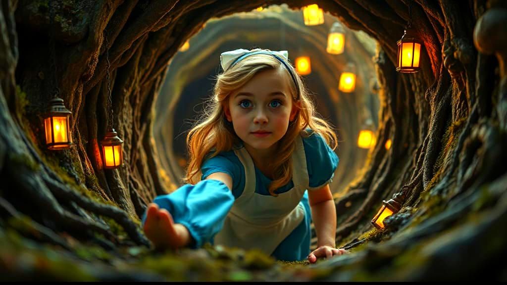 Alice Tumbles into Whimsical Wonderland in a Dreamlike Victo...