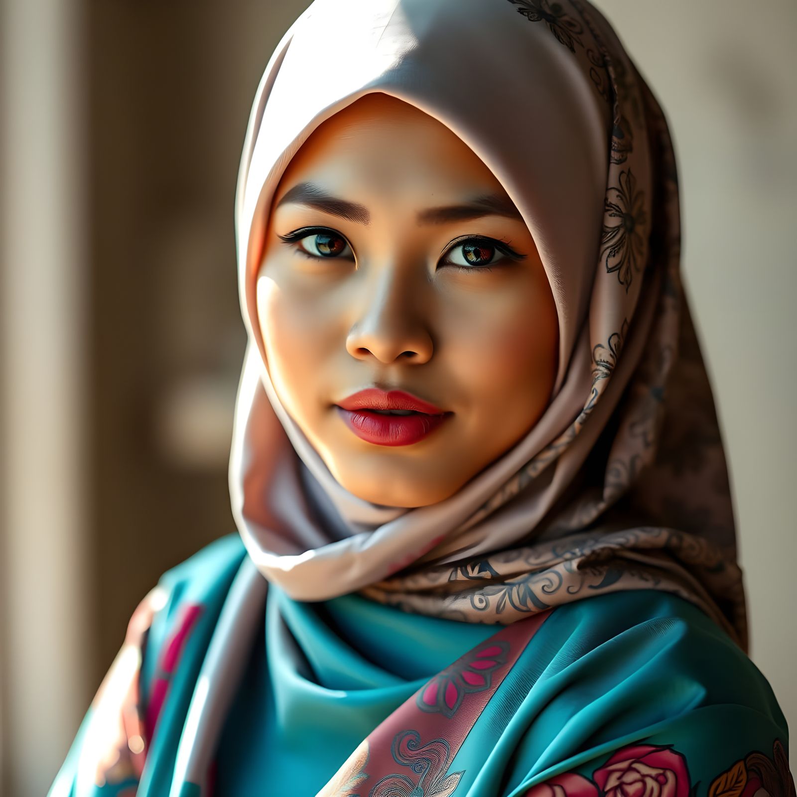 Malay Woman in Hijab: Photorealistic Digital Art