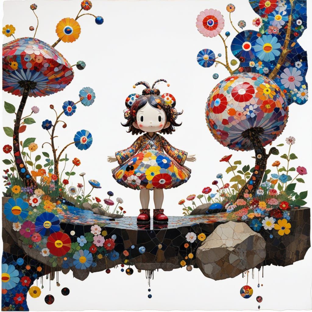 Kaleidoscopic Night Reflections on Stone Puddles