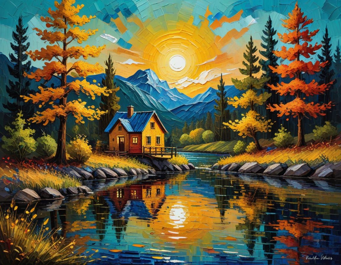 Cozy Cabin in Vibrant Landscape