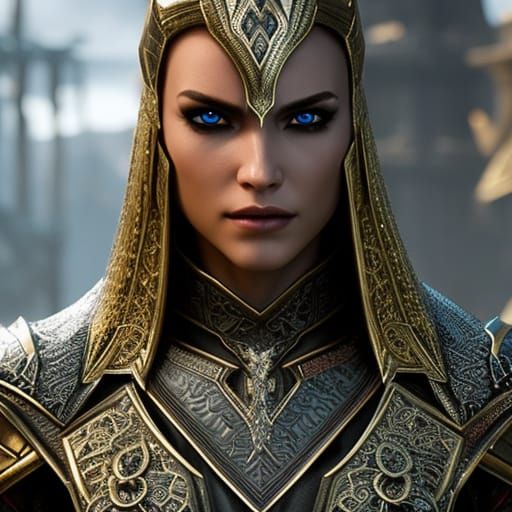 Epic Elf Knight with Intricate Armor Details