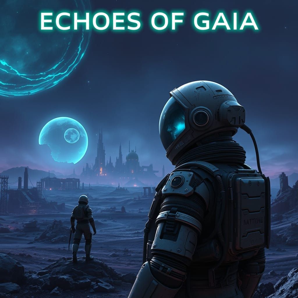 Astronaut Contemplates Ruins of Futuristic City on Alien Wor...