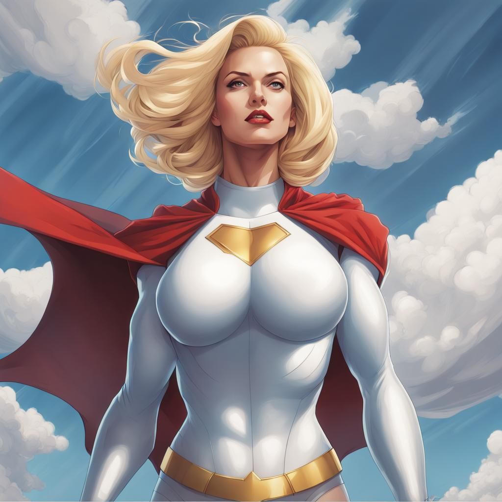 Powergirl Vector Art in Superflat Style