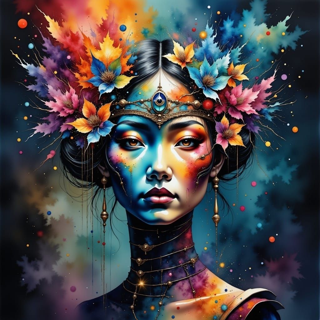 Digital Artwork in Watercolor Style Depicting Artificial Int...