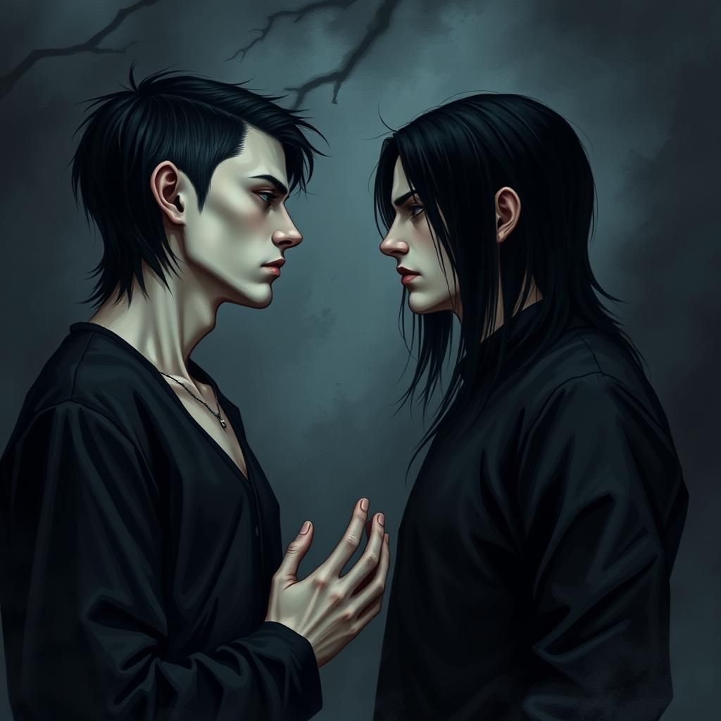 Profound Connection Between Two Men in Gothic Setting