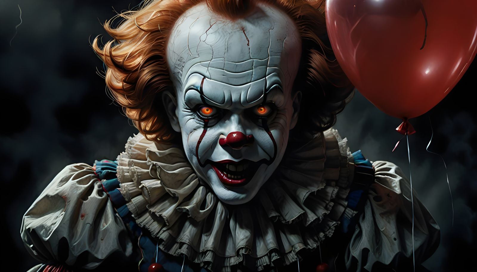 Grotesque Clown Portrait in Unsettling Hyperrealism