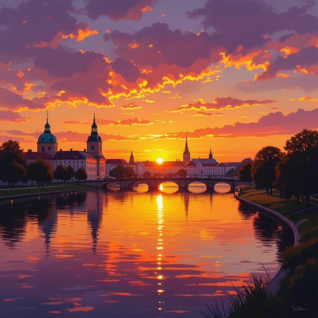 Golden Sunset Over Potsdam's Historic Architecture