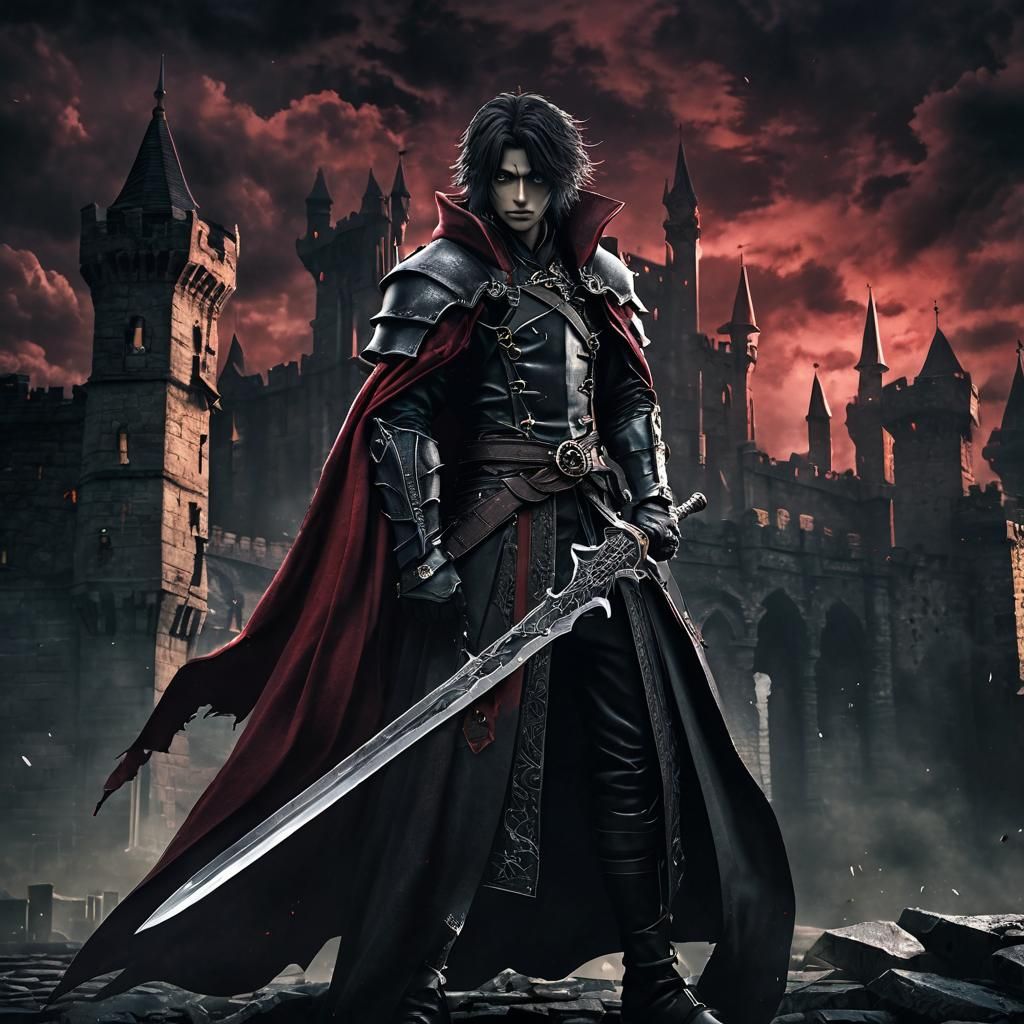 Allucard in Dark Fantasy Anime Style