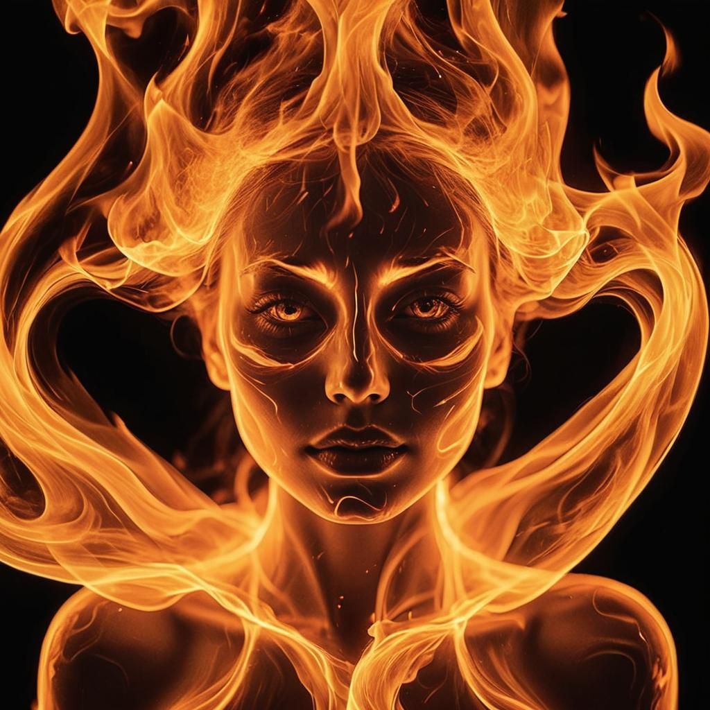 Abstract Fire Portrait of a Young Girl