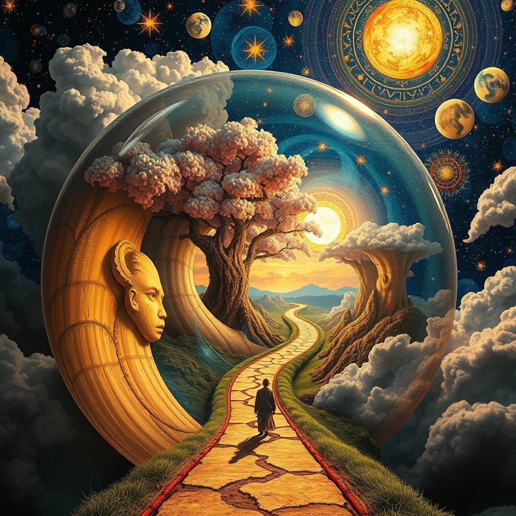 Surreal Dreamscapes in Escher-Inspired Cloudscape with Art D...