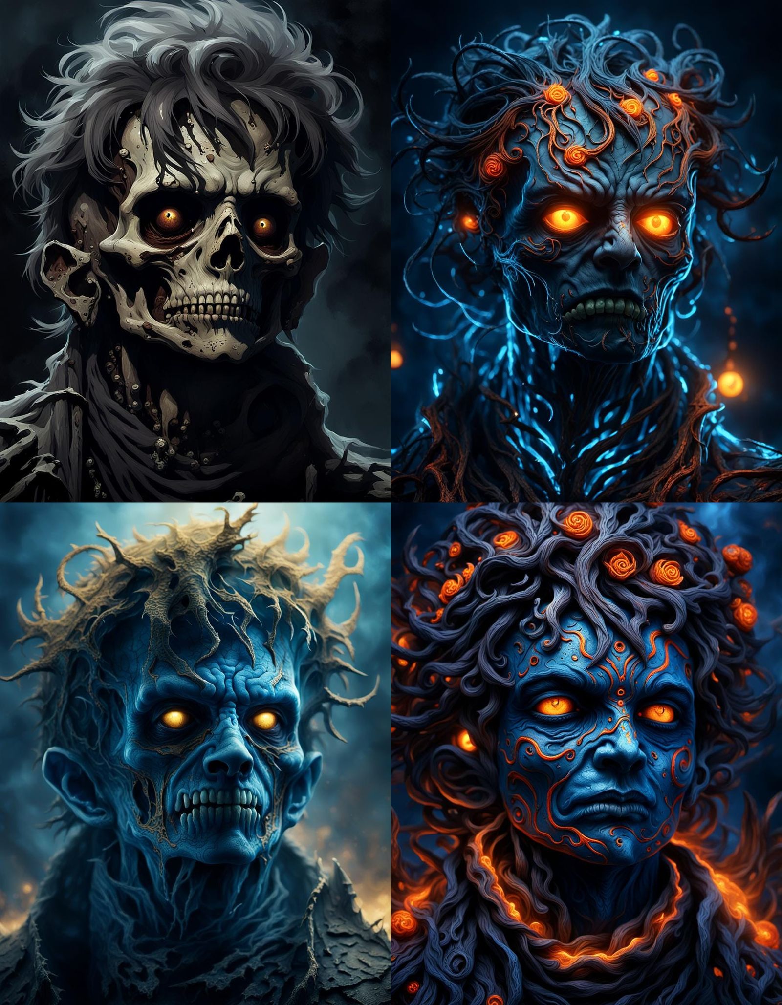 Surreal Undead Portrait in Deep Fantasy Color Palette