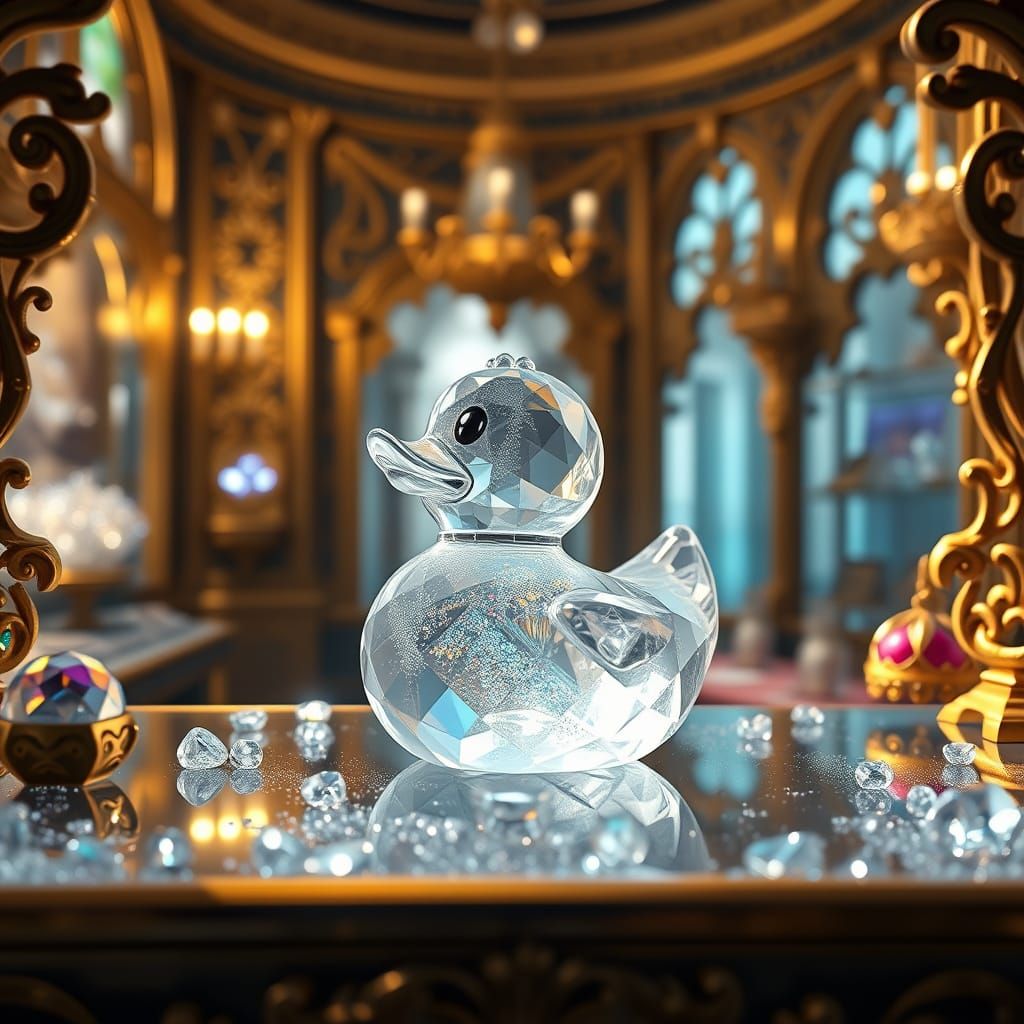 Crystal Rubber Duck in Opulent Jewelry Store