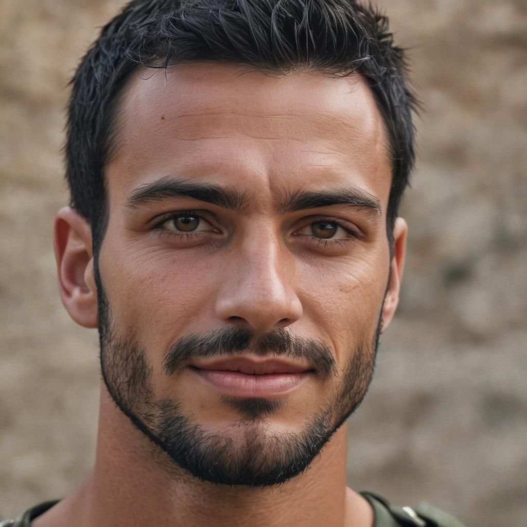 Close-up of a Handsome Italian Man: Cinematic Film Still