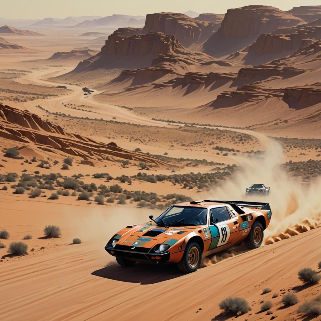 Lancia Stratos in Surreal Paris Dakar Rally