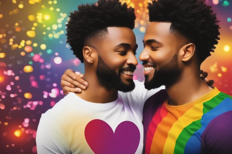Vivid Hearts Exploding in Impressionistic Gay Pride Image