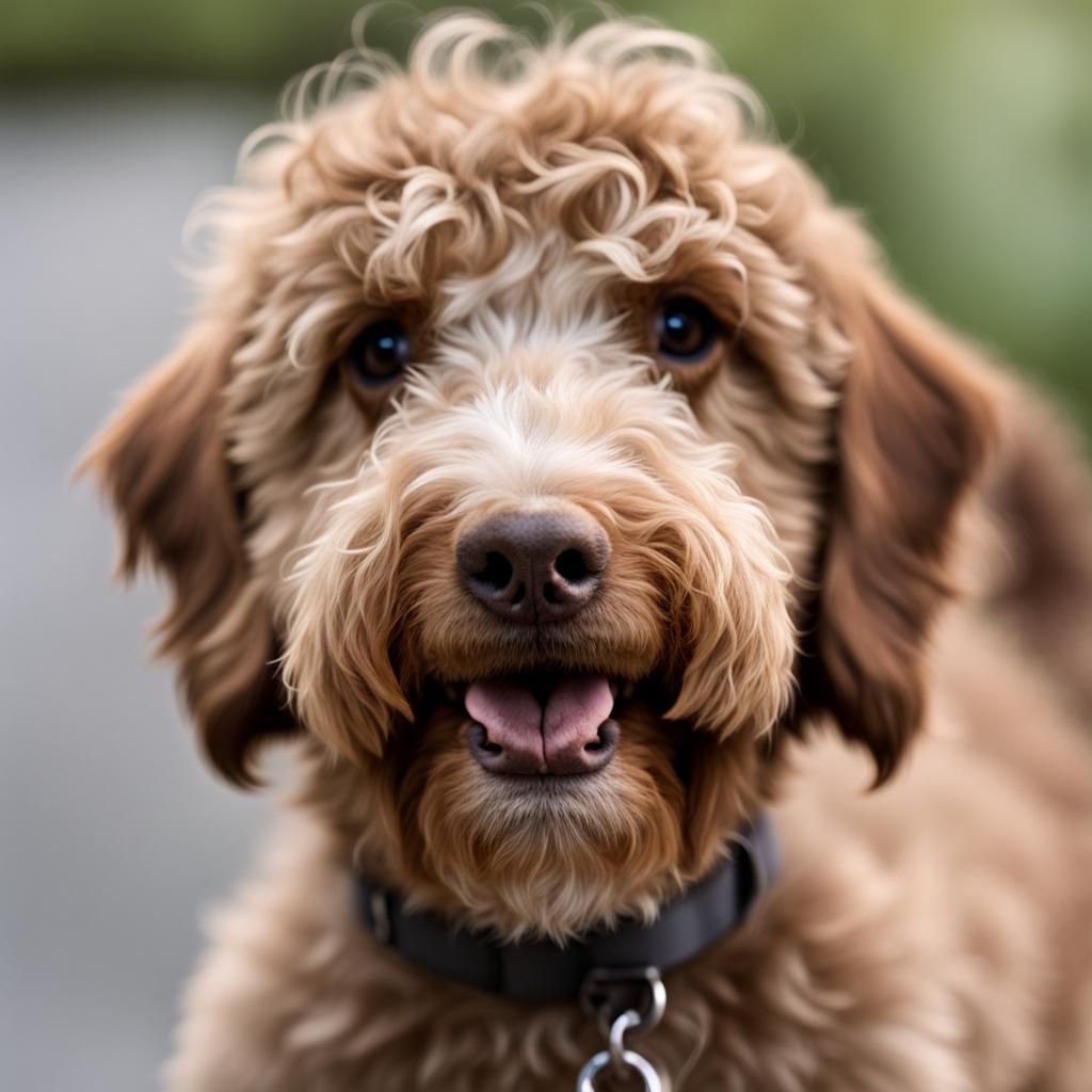 Cute Brown Australian Labradoodle with White Spot