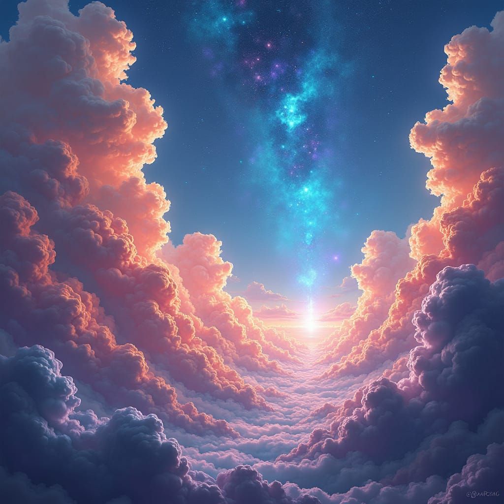 Cosmic Heaven: Holographic Astral Illustration